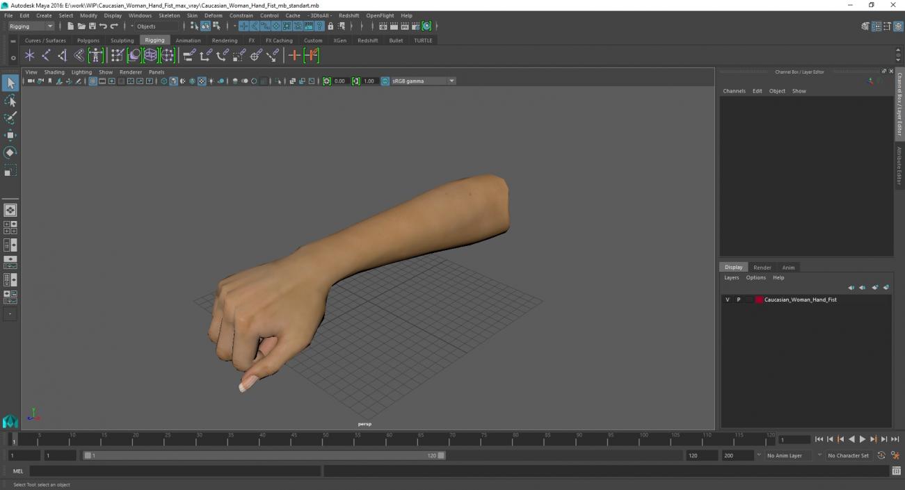 3D model Caucasian Woman Hand Fist