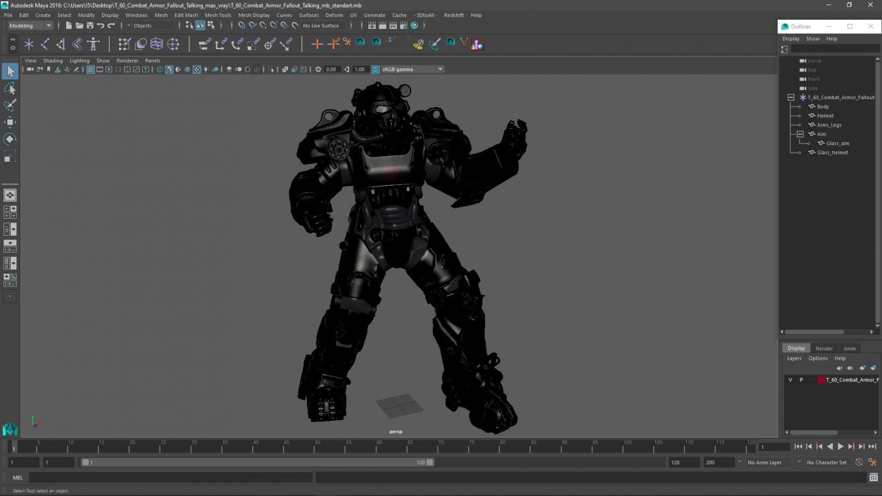 3D model T 60 Combat Armor Fallout Talking 2