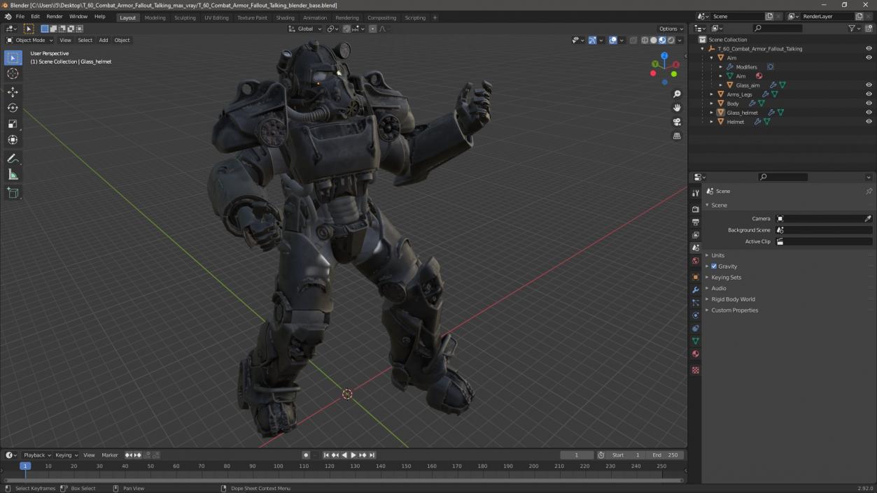 3D model T 60 Combat Armor Fallout Talking 2