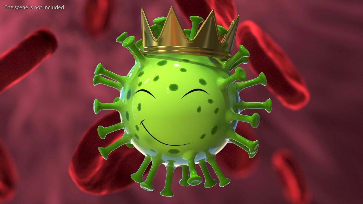 Covid Emoji with Crown 3D