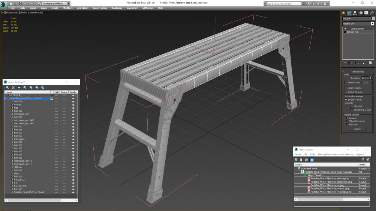 3D Portable Work Platform Stand model