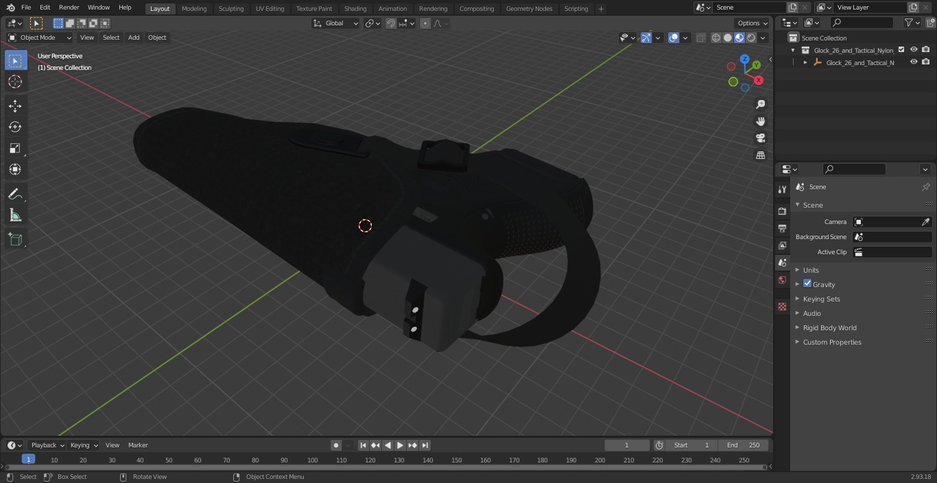 3D model Glock 26 and Tactical Nylon Holster