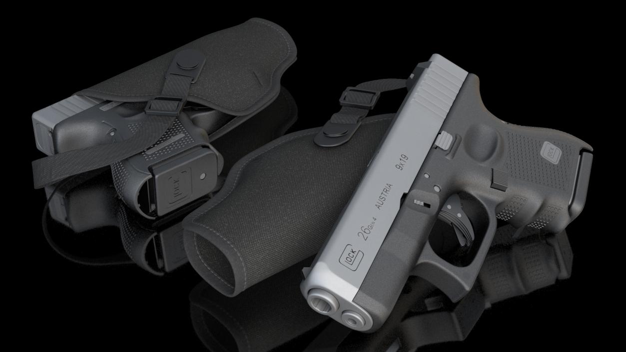 3D model Glock 26 and Tactical Nylon Holster