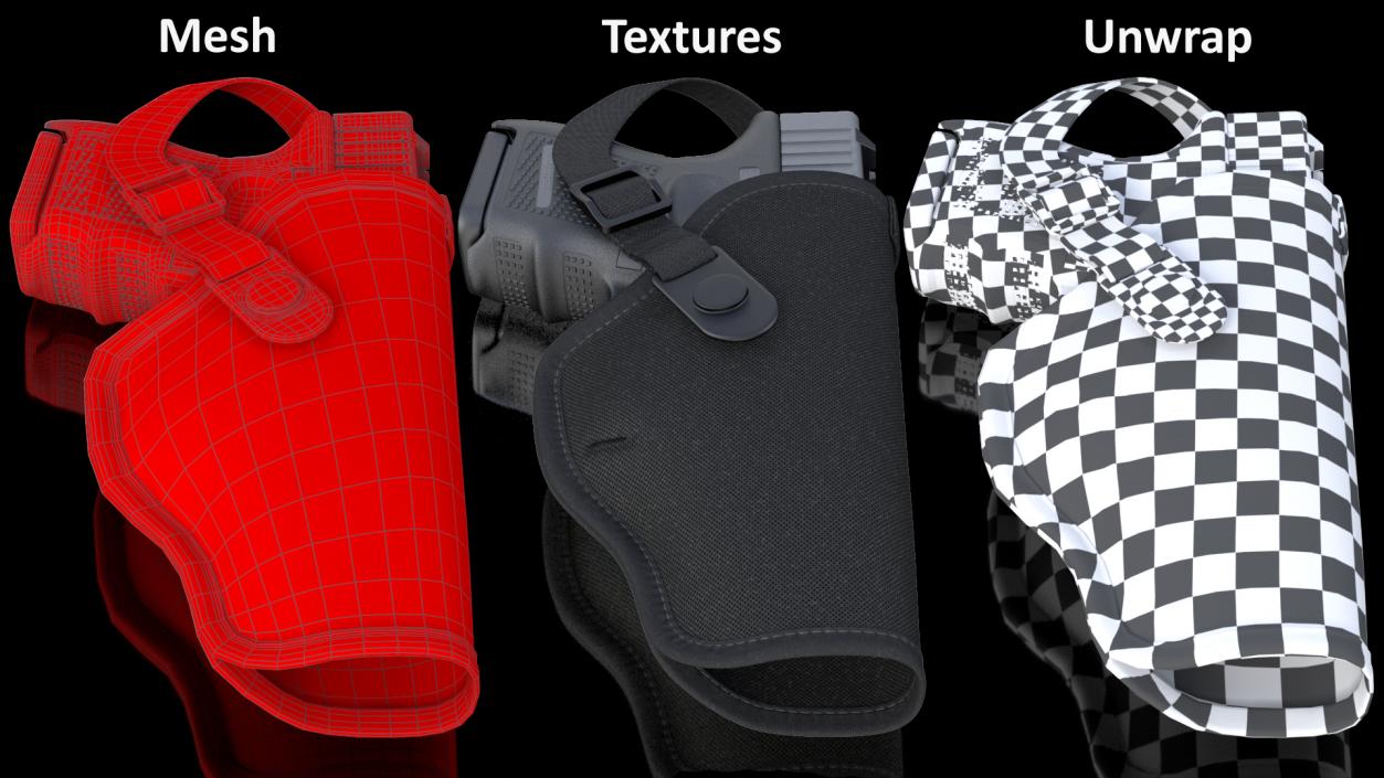 3D model Glock 26 and Tactical Nylon Holster