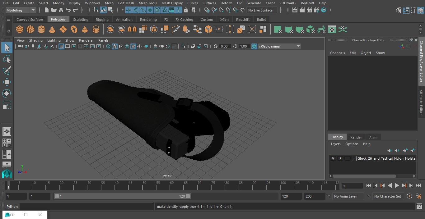 3D model Glock 26 and Tactical Nylon Holster