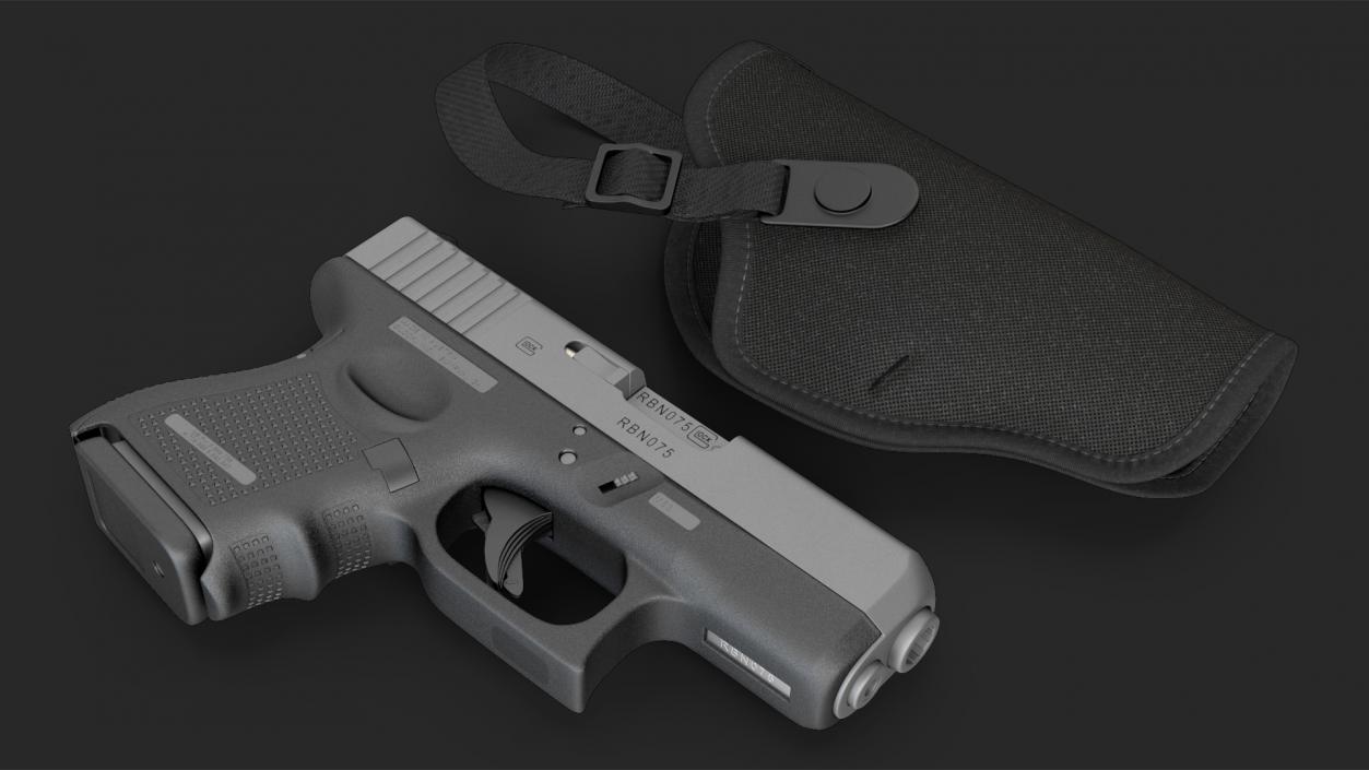 3D model Glock 26 and Tactical Nylon Holster