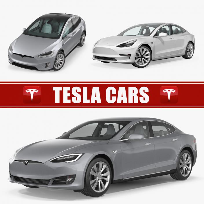 3D Tesla Cars 3D Models Collection 2 model