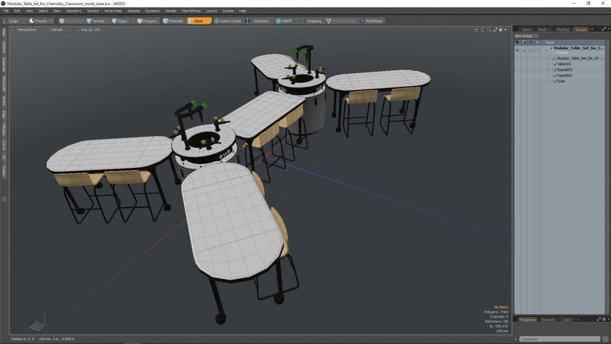 3D Modular Table Set for Chemistry Classroom 2 model