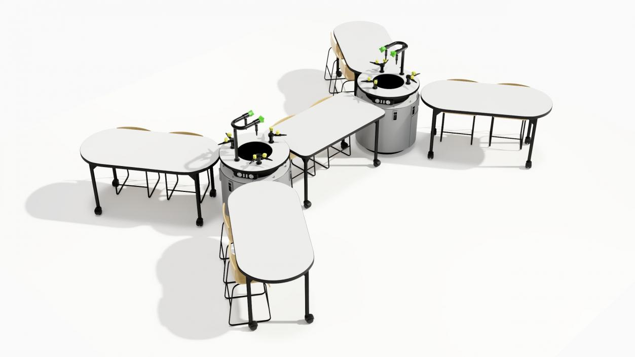 3D Modular Table Set for Chemistry Classroom 2 model