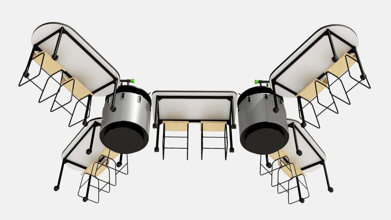 3D Modular Table Set for Chemistry Classroom 2 model