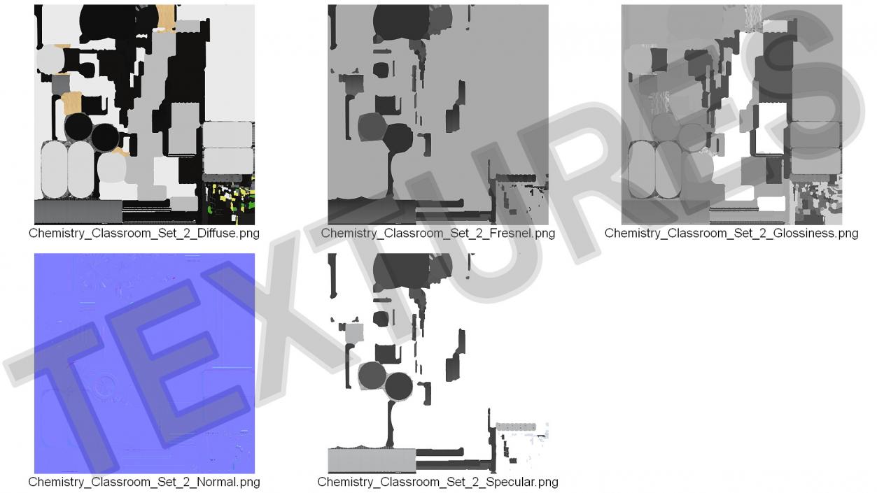 3D Modular Table Set for Chemistry Classroom 2 model