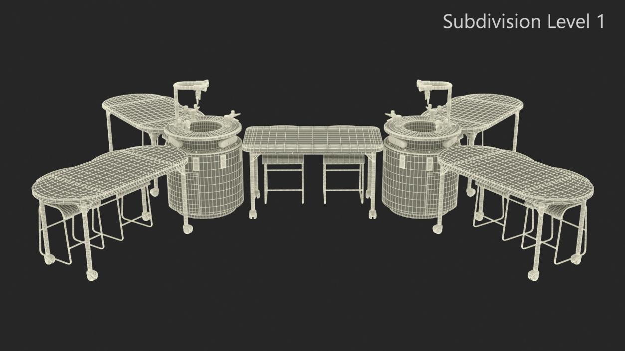 3D Modular Table Set for Chemistry Classroom 2 model