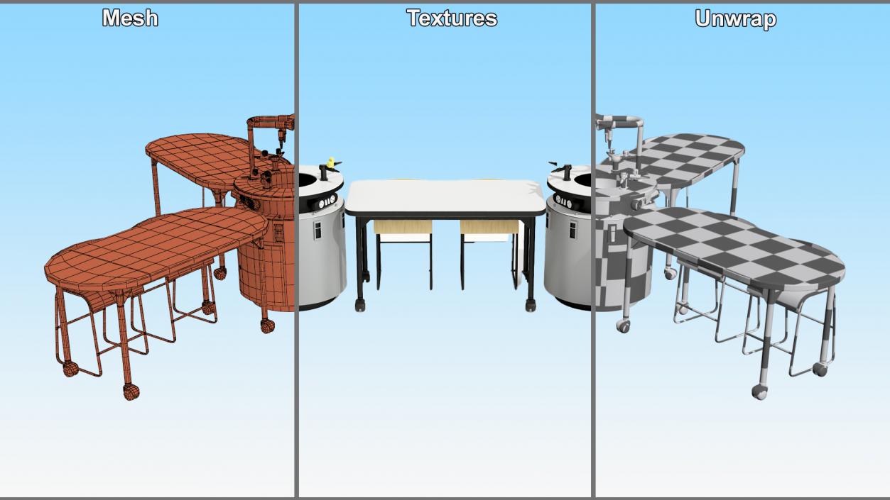 3D Modular Table Set for Chemistry Classroom 2 model