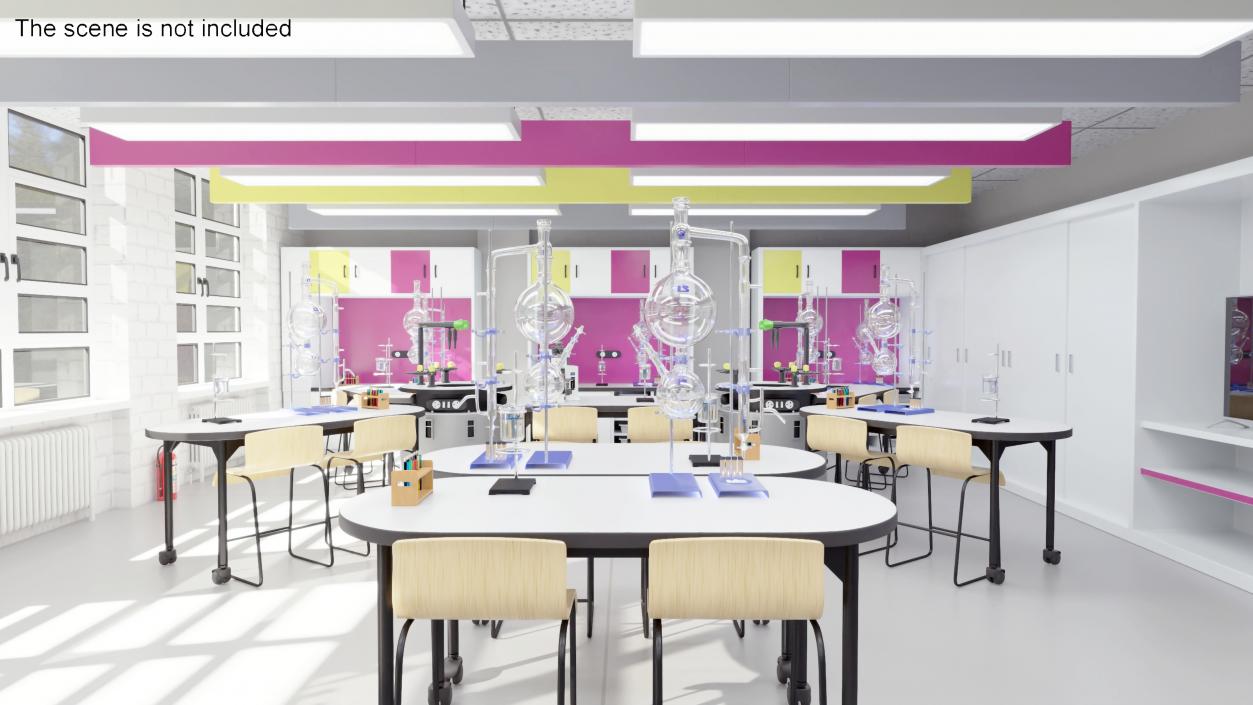 3D Modular Table Set for Chemistry Classroom 2 model