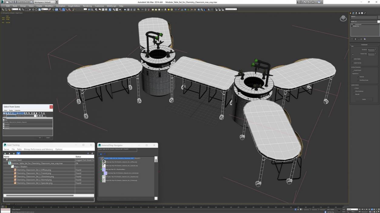 3D Modular Table Set for Chemistry Classroom 2 model