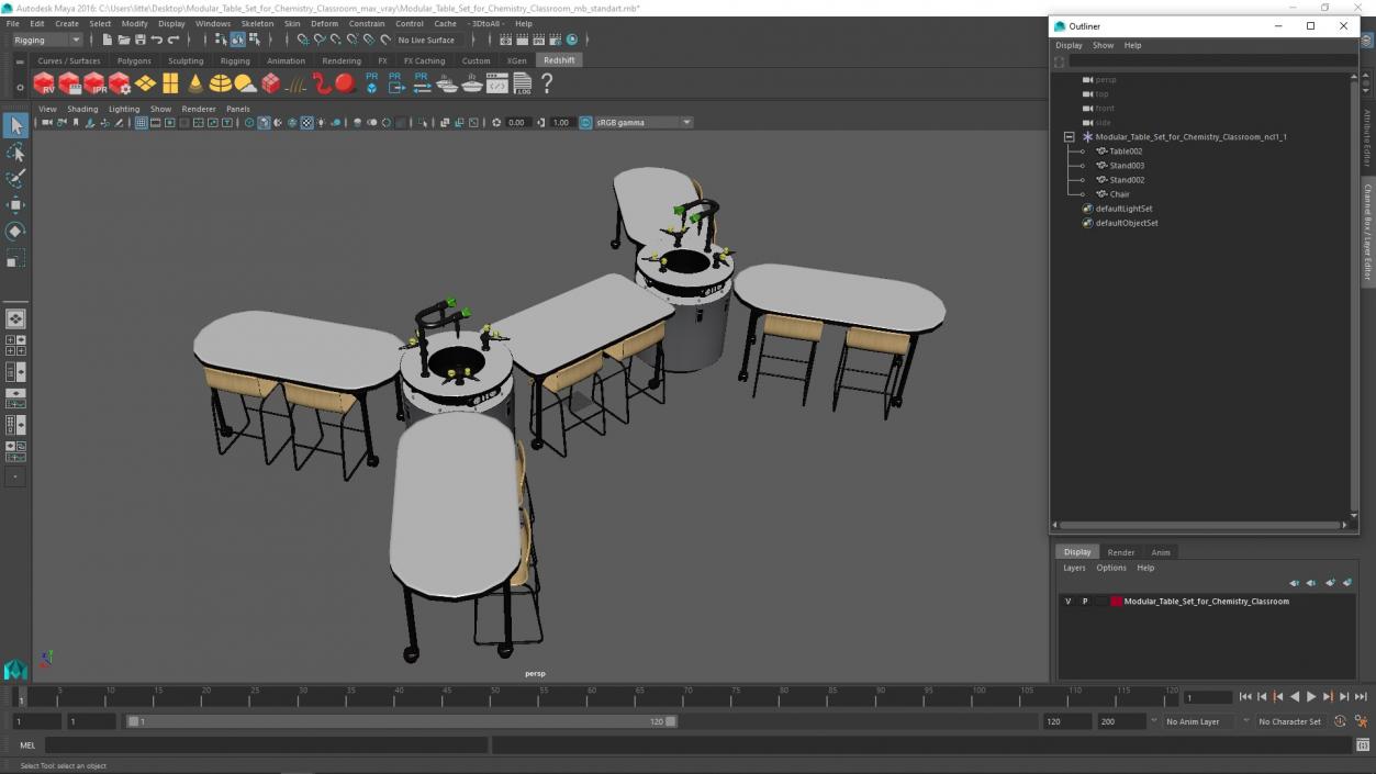 3D Modular Table Set for Chemistry Classroom 2 model