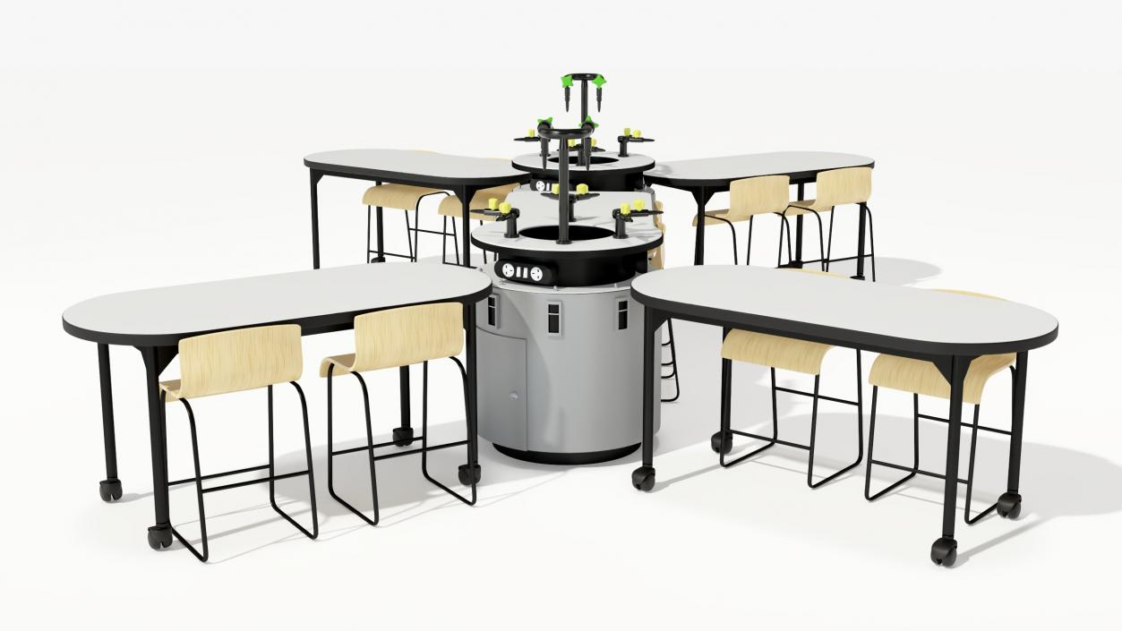 3D Modular Table Set for Chemistry Classroom 2 model