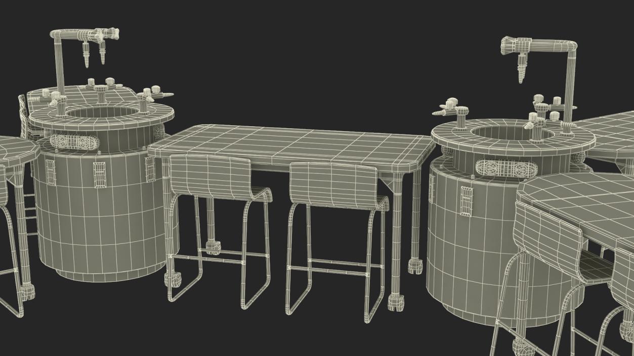 3D Modular Table Set for Chemistry Classroom 2 model