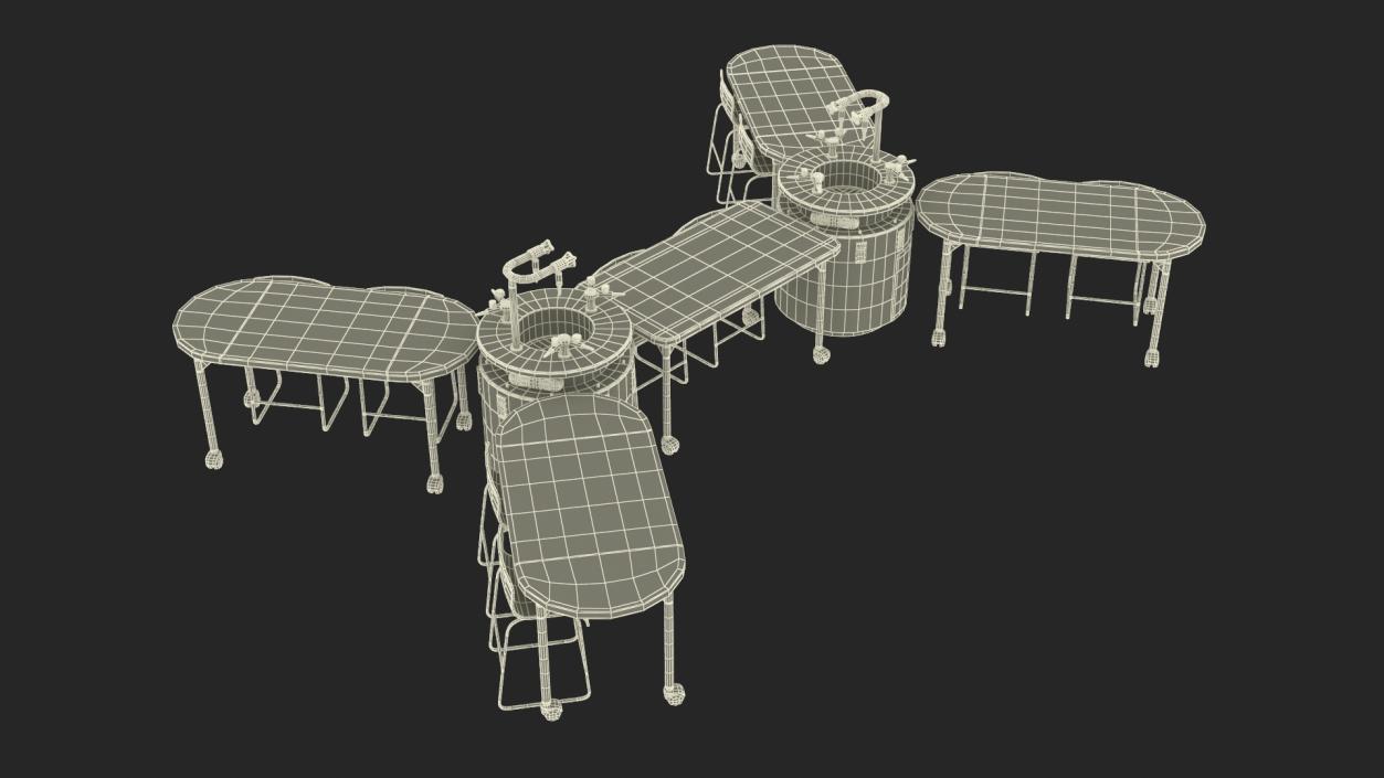 3D Modular Table Set for Chemistry Classroom 2 model