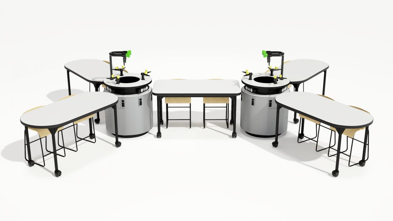 3D Modular Table Set for Chemistry Classroom 2 model