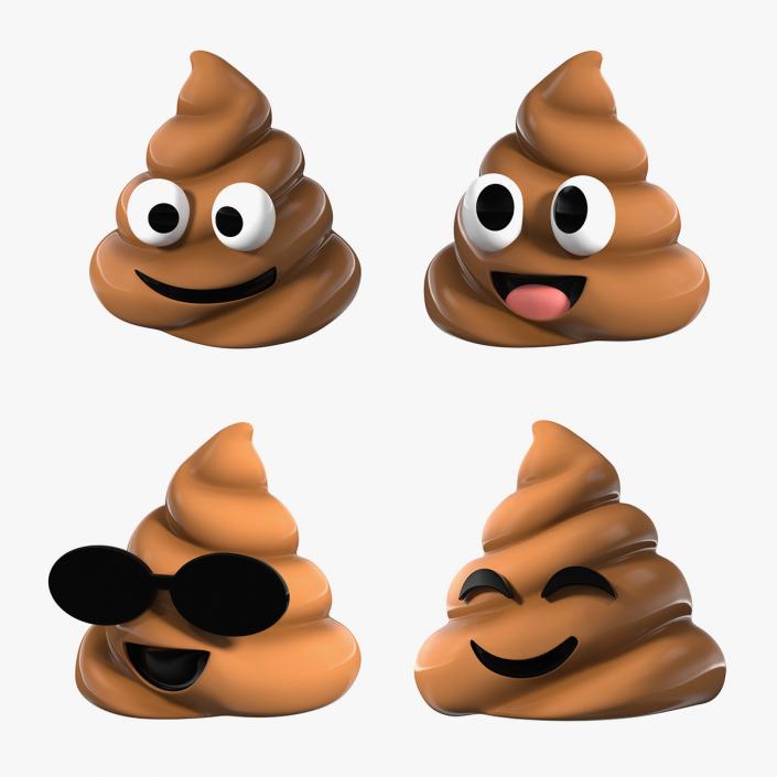 3D model Smiling Faces Poop Emoji Collection