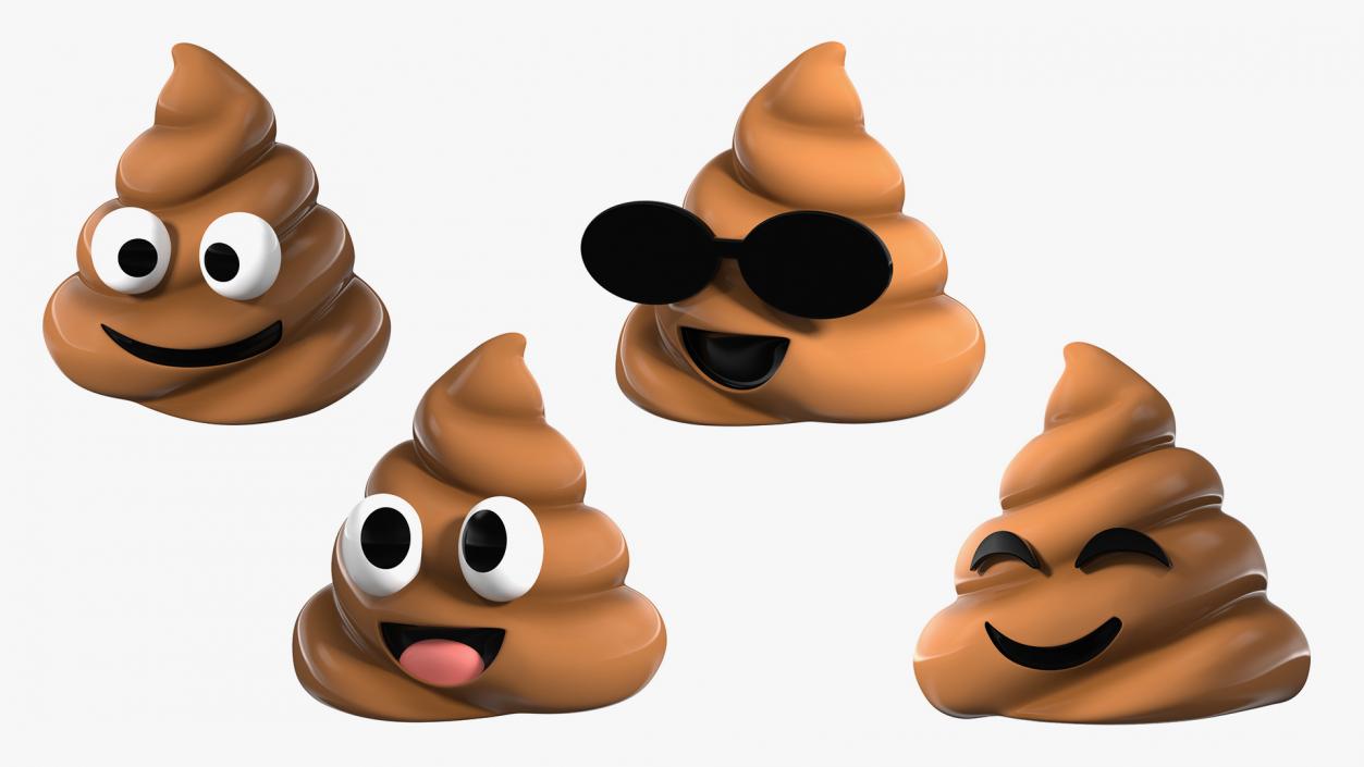 3D model Smiling Faces Poop Emoji Collection