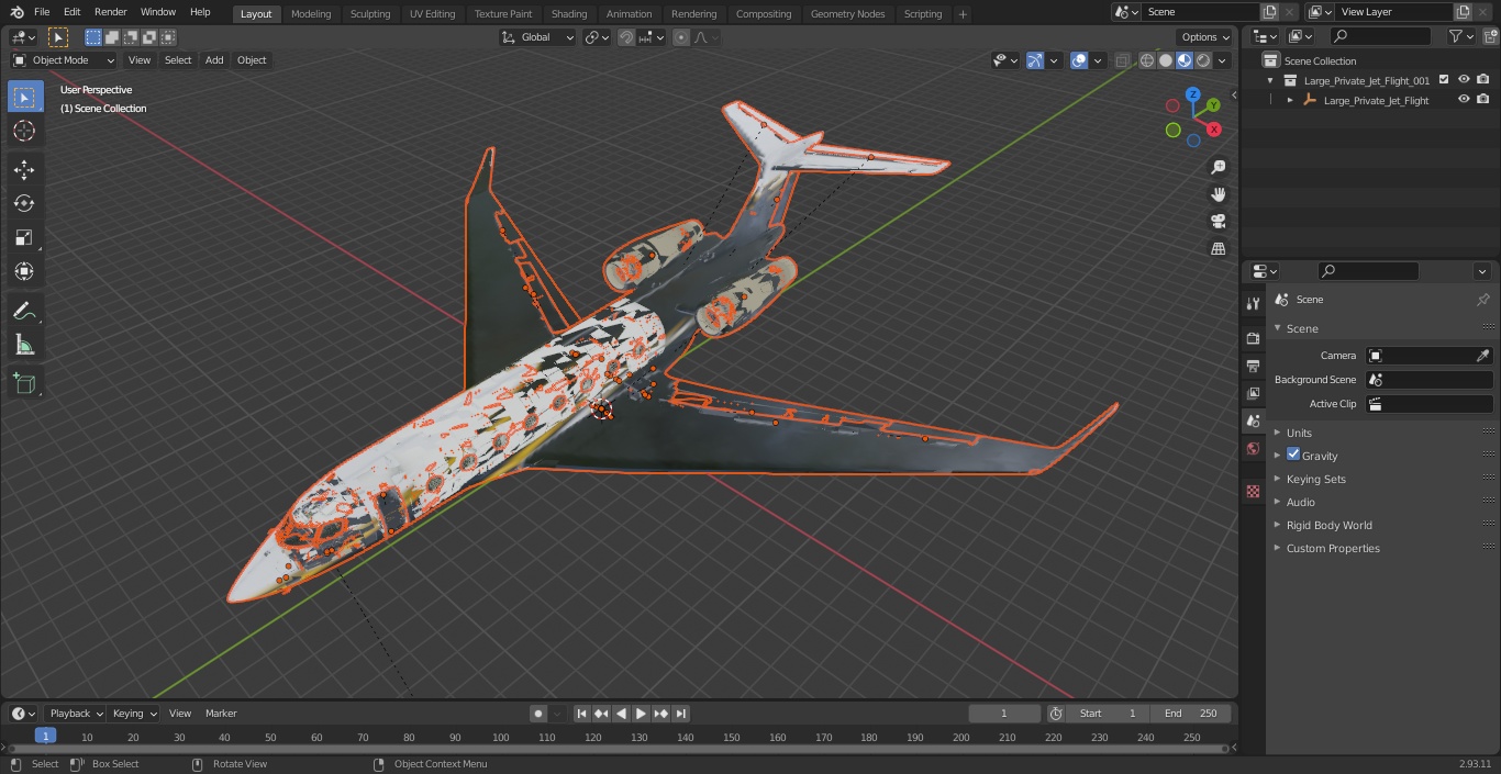 Large Private Jet Flight 3D model