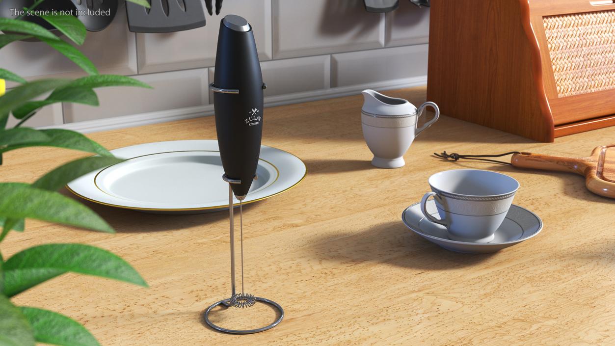 Milk Handheld Mixer Zulay Black with Stand 3D