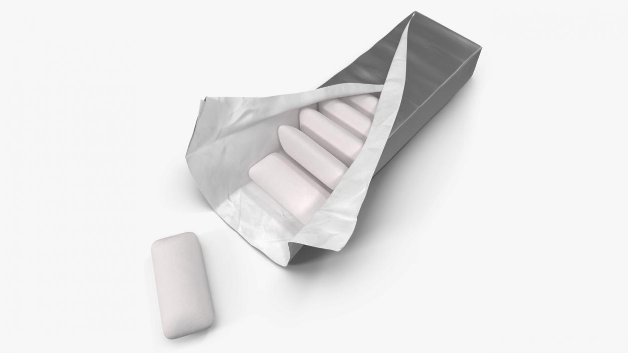 Chewing Gum Foil Package Open with Pads 3D model