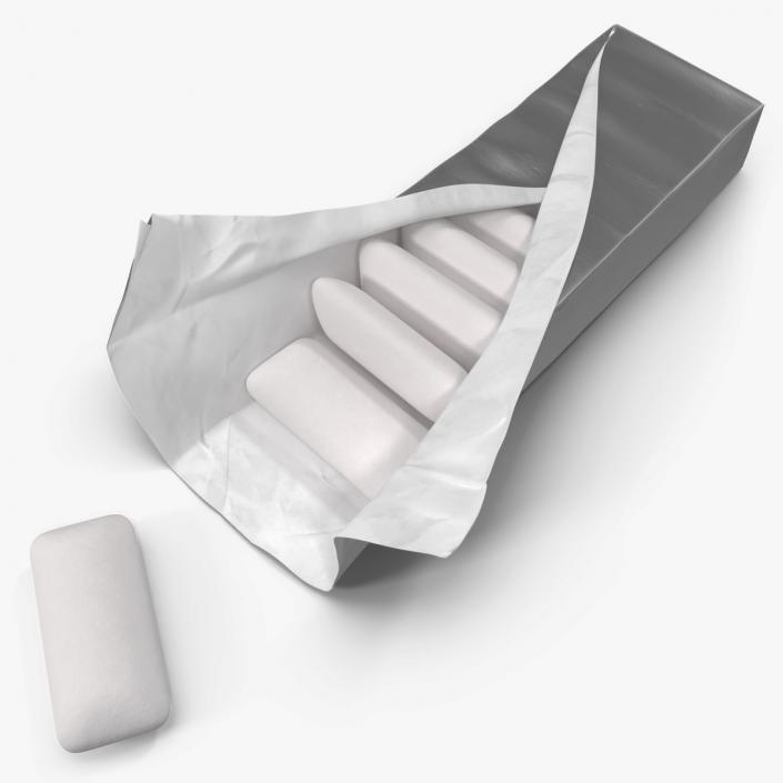 Chewing Gum Foil Package Open with Pads 3D model