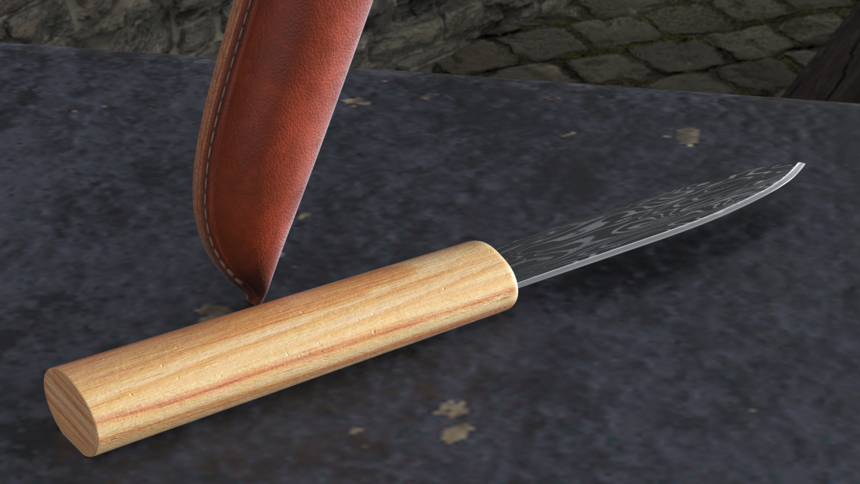 Viking Age Knife and Scabbard 3D model