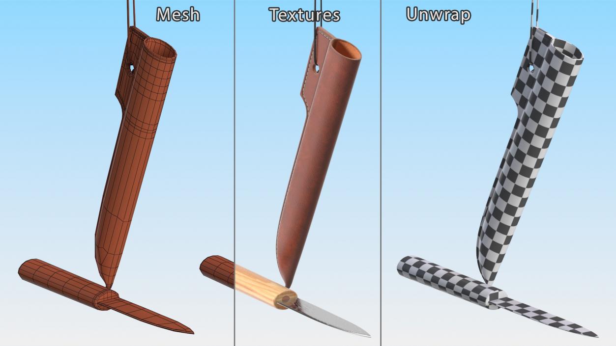 Viking Age Knife and Scabbard 3D model