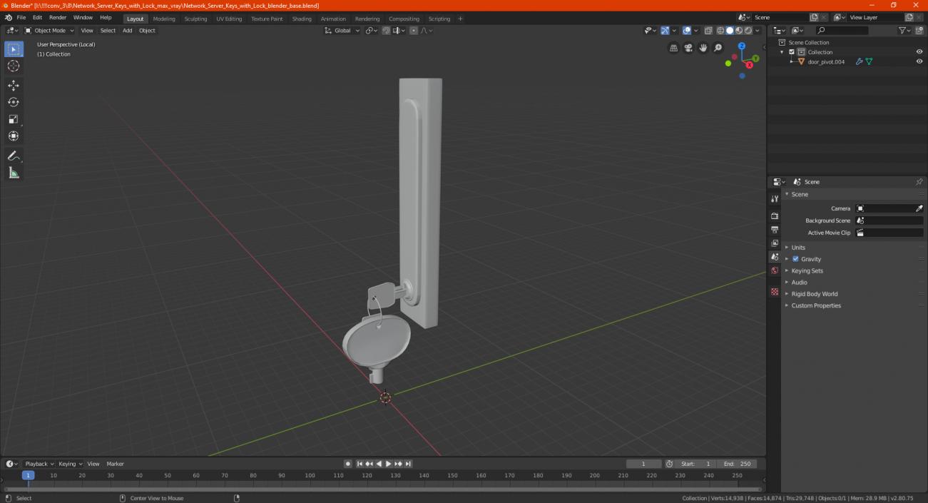 Network Server Keys with Lock 3D model