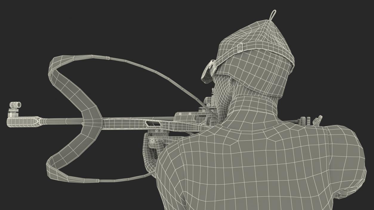 3D Biathlete Fully Equipped Standing Pose model