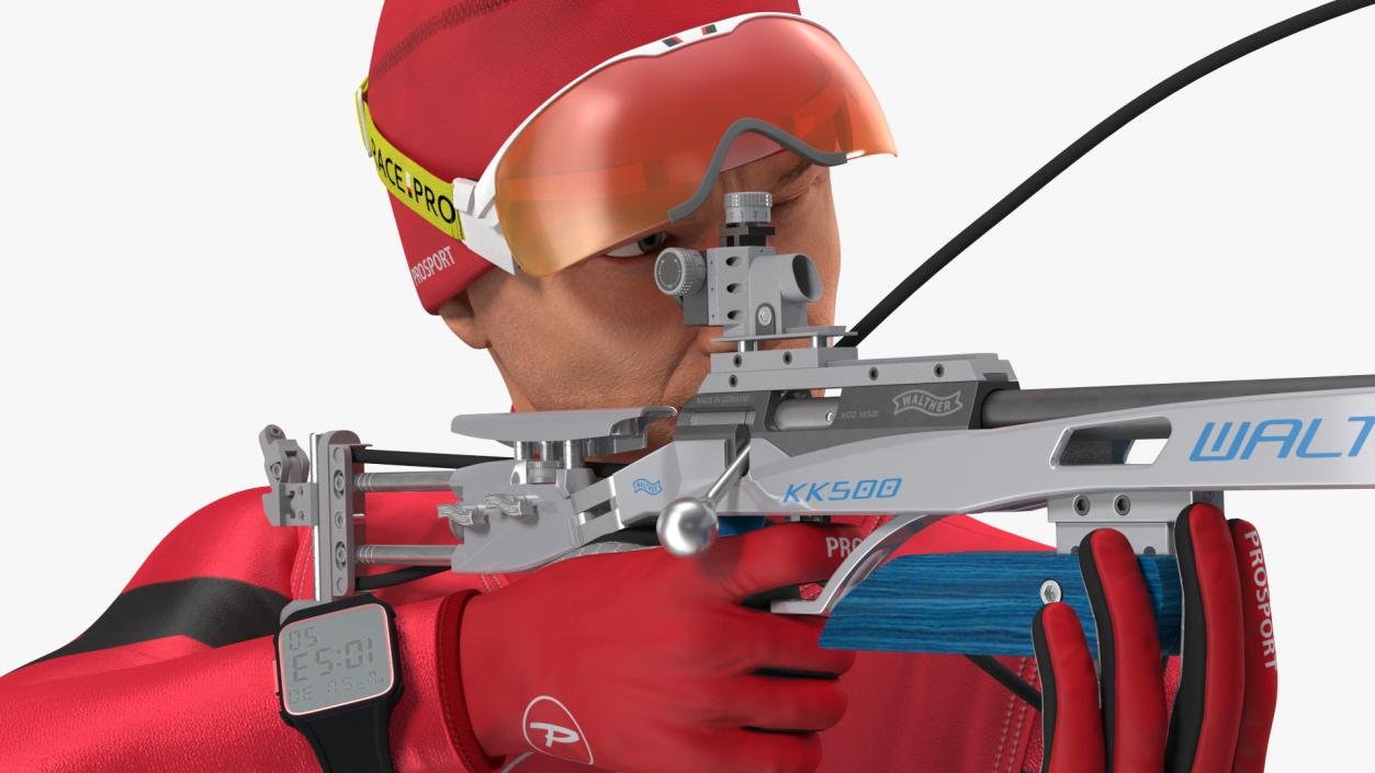 3D Biathlete Fully Equipped Standing Pose model