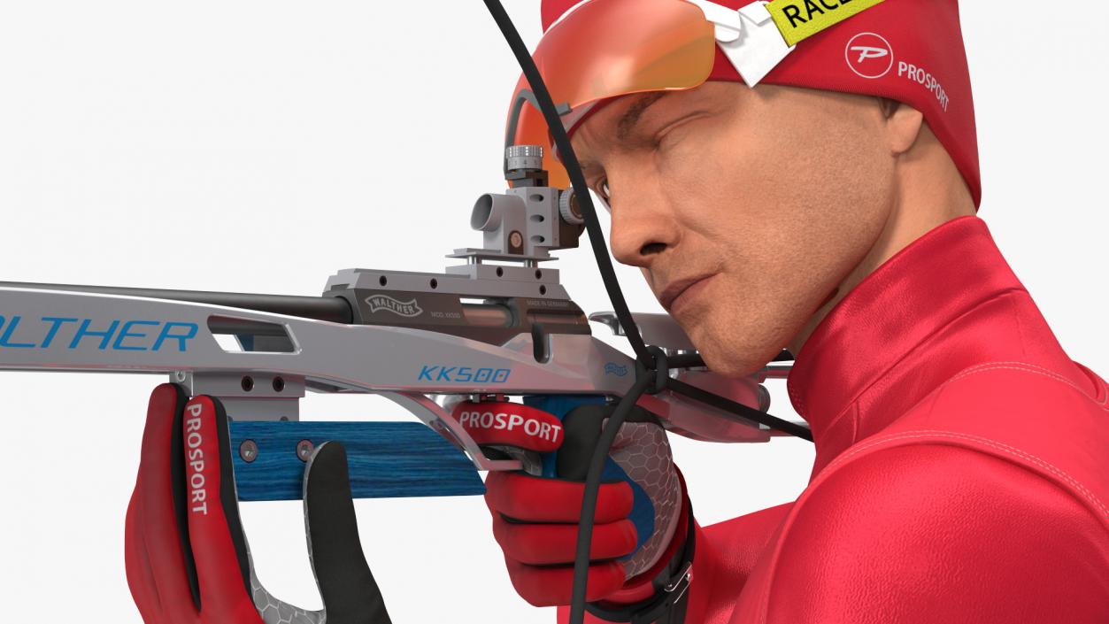 3D Biathlete Fully Equipped Standing Pose model