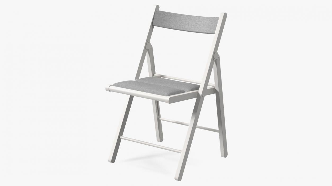 Soft Seat Folding Chair White Open 3D model