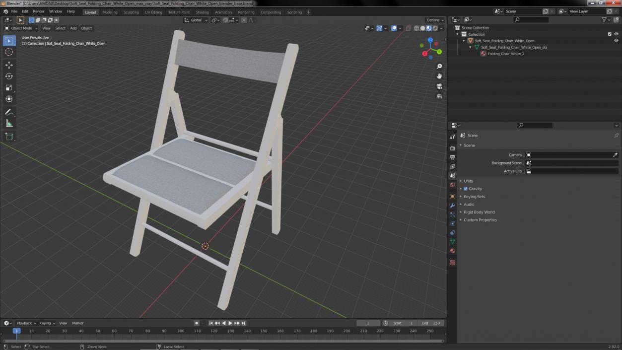 Soft Seat Folding Chair White Open 3D model