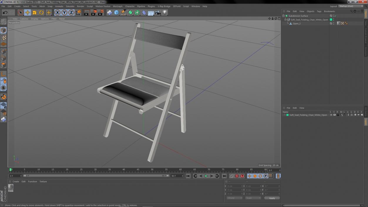 Soft Seat Folding Chair White Open 3D model