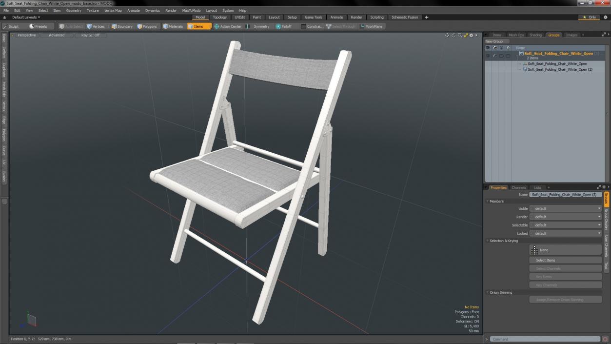 Soft Seat Folding Chair White Open 3D model