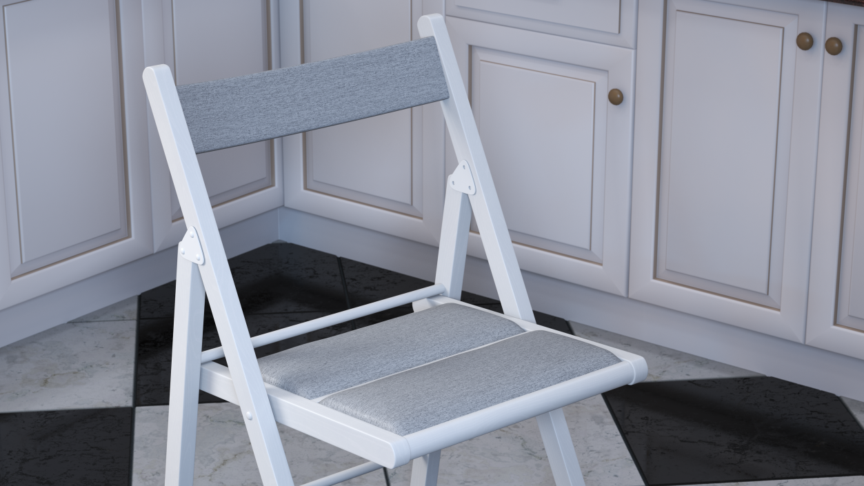 Soft Seat Folding Chair White Open 3D model