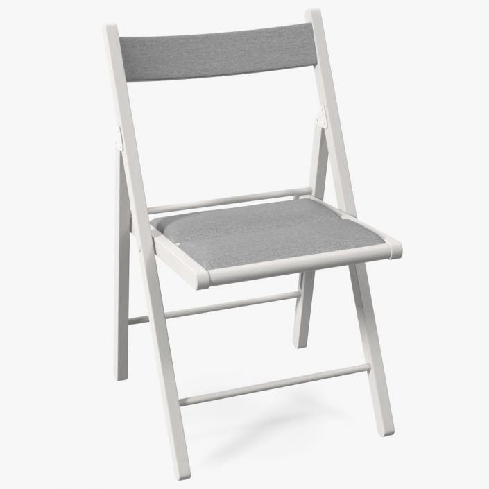 Soft Seat Folding Chair White Open 3D model