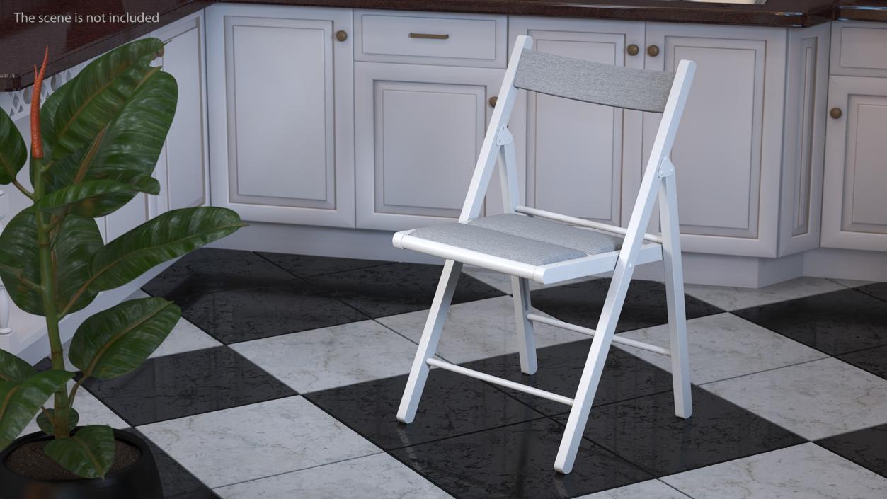 Soft Seat Folding Chair White Open 3D model