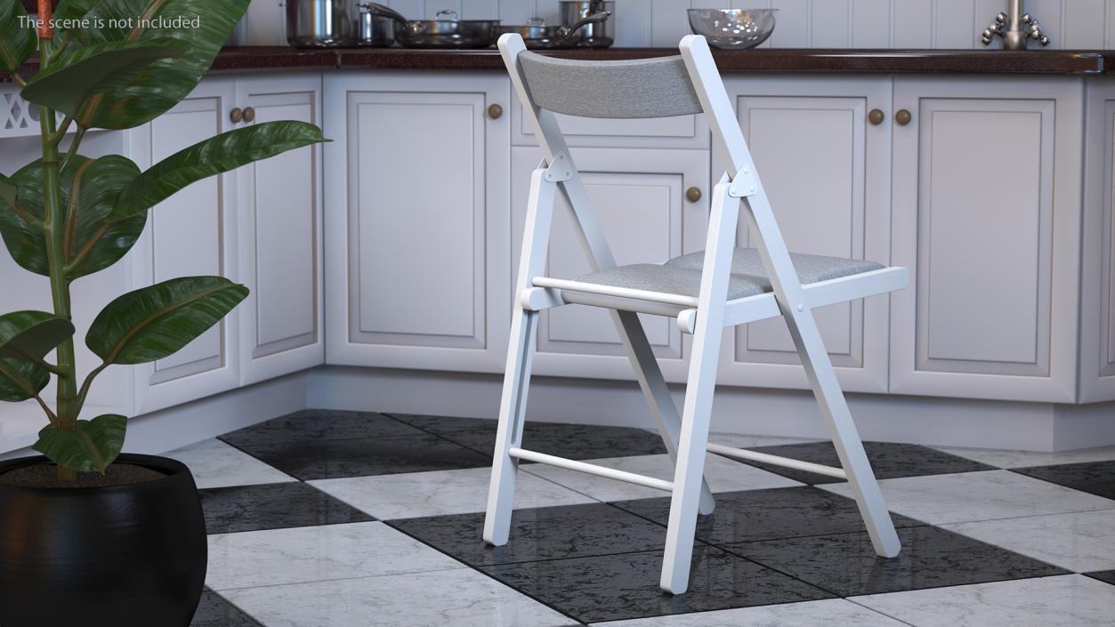 Soft Seat Folding Chair White Open 3D model