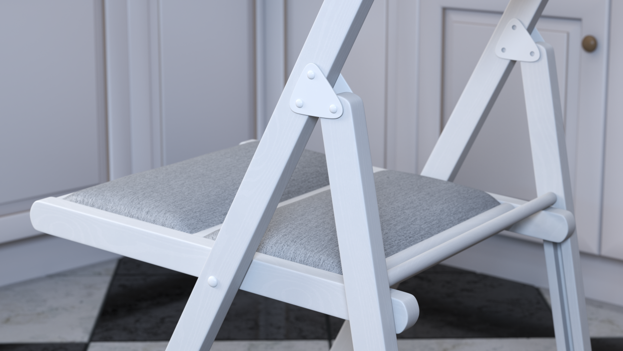 Soft Seat Folding Chair White Open 3D model