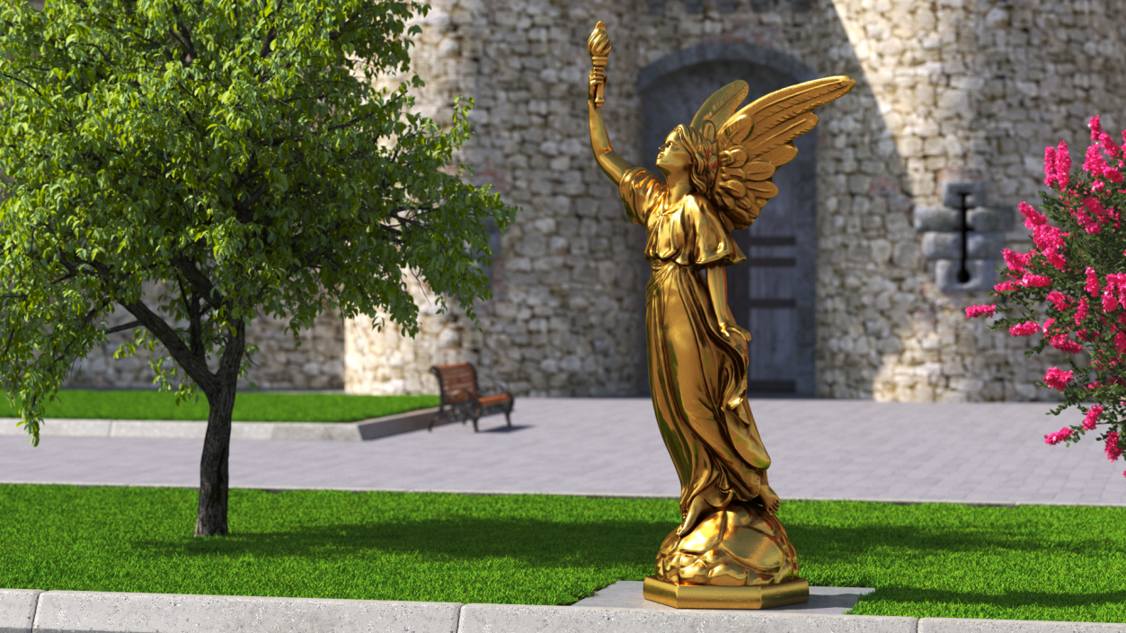 3D model Fantasy Gold Angel Statue