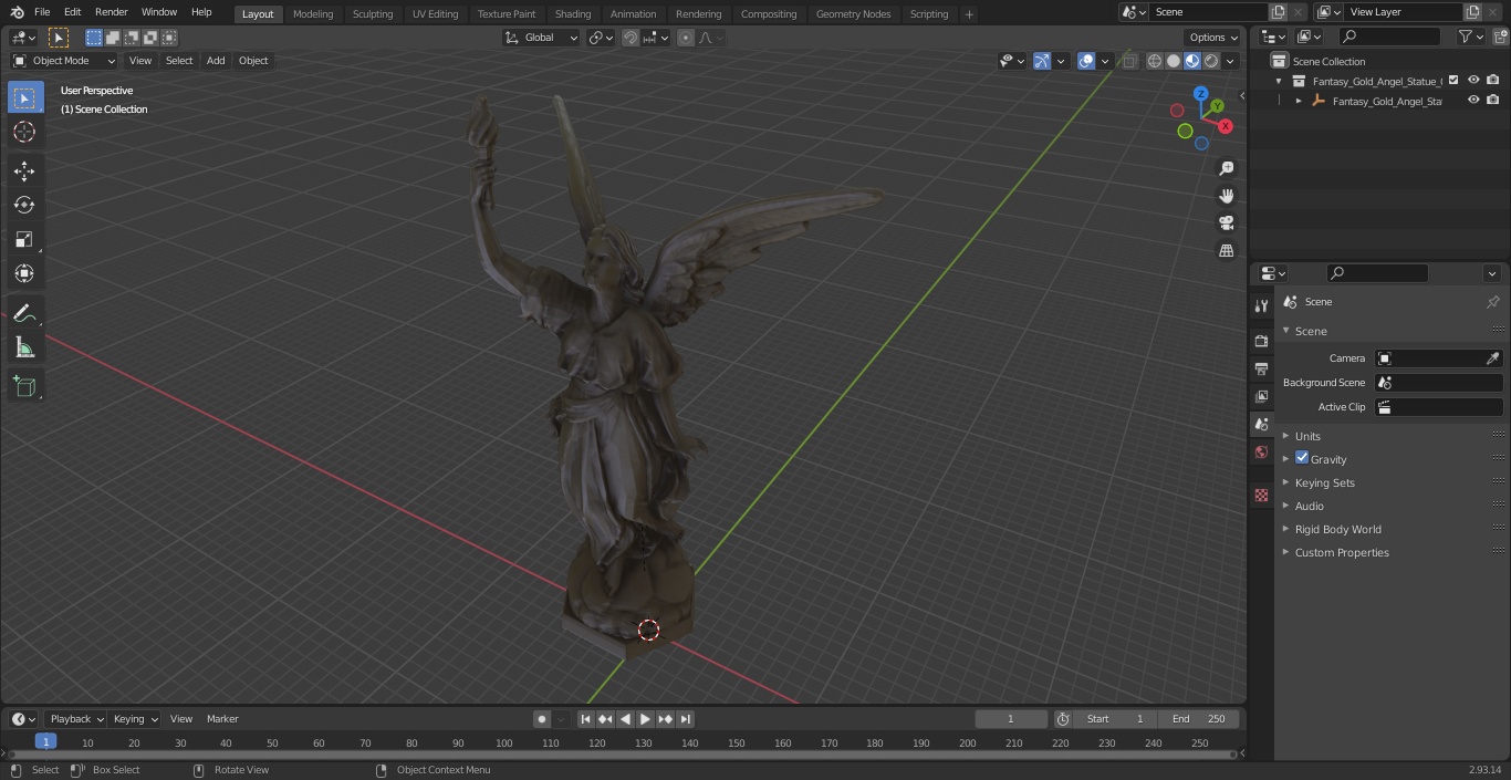 3D model Fantasy Gold Angel Statue