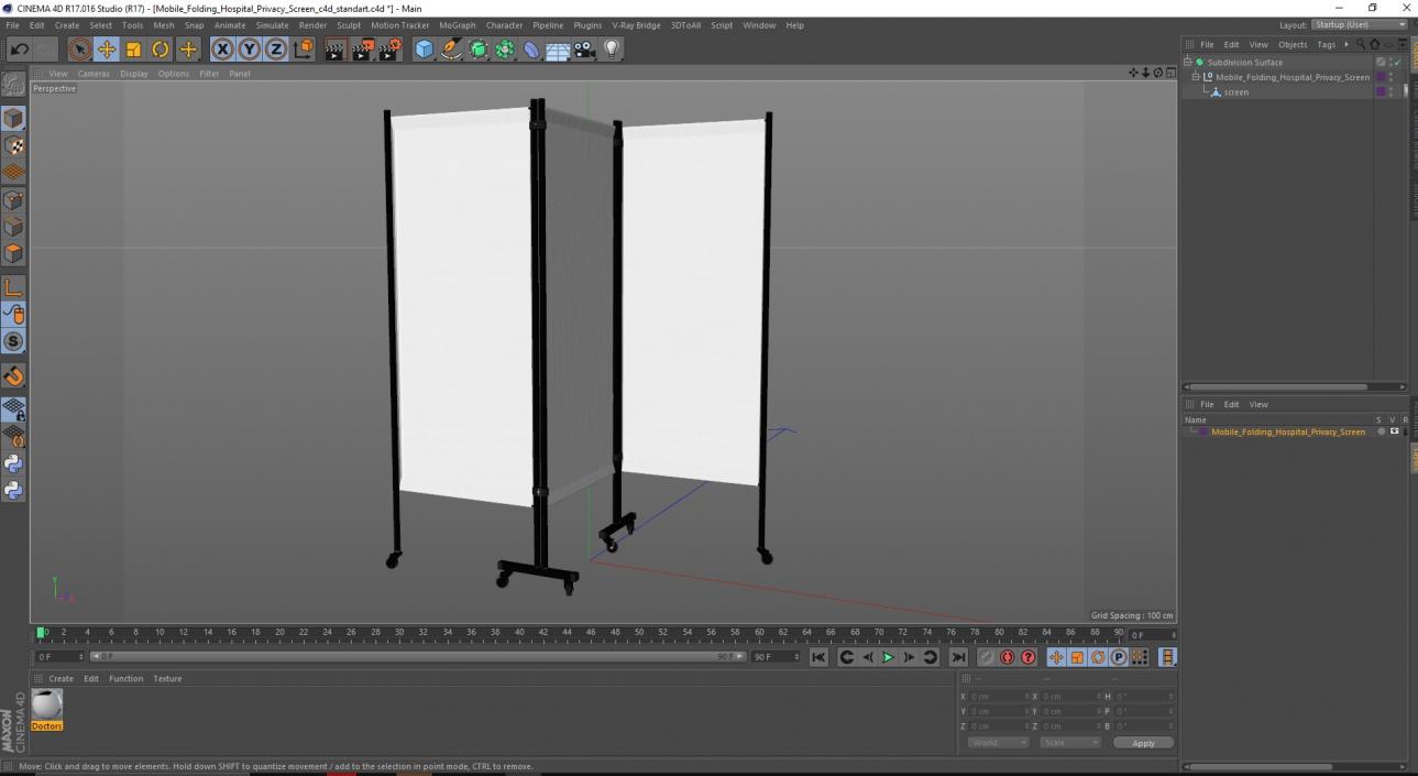 3D Mobile Folding Hospital Privacy Screen model