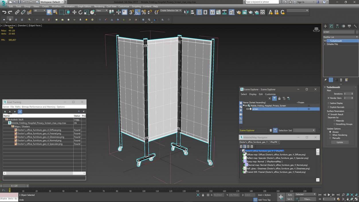 3D Mobile Folding Hospital Privacy Screen model