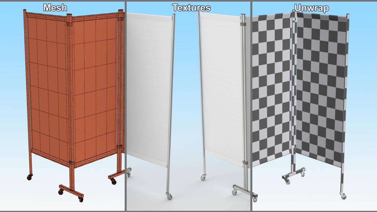 3D Mobile Folding Hospital Privacy Screen model